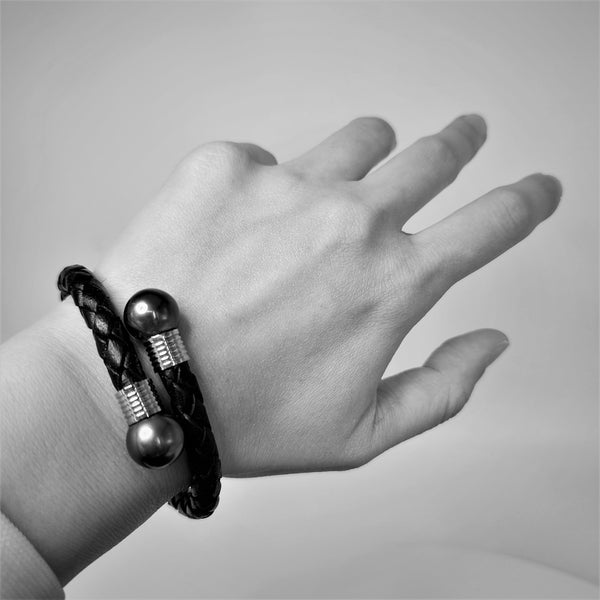 Pearl NOIR 男士系列-大溪地黑珍珠-雙珠手環