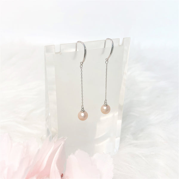 優雅長鏈銀珍珠耳環Pearl Chain Earrings
